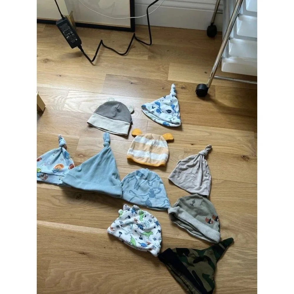 Bundle of 10 Baby Hats newborn-9m in Mixed Patterns and Colors